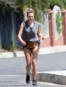Elizabeth Olsen Leggy while Jogging in Los Angeles