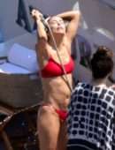 Eva Longoria Booty in Red Bikini in Capri
