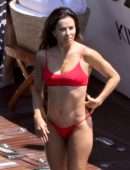 Eva Longoria Booty in Red Bikini in Capri