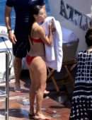 Eva Longoria Booty in Red Bikini in Capri