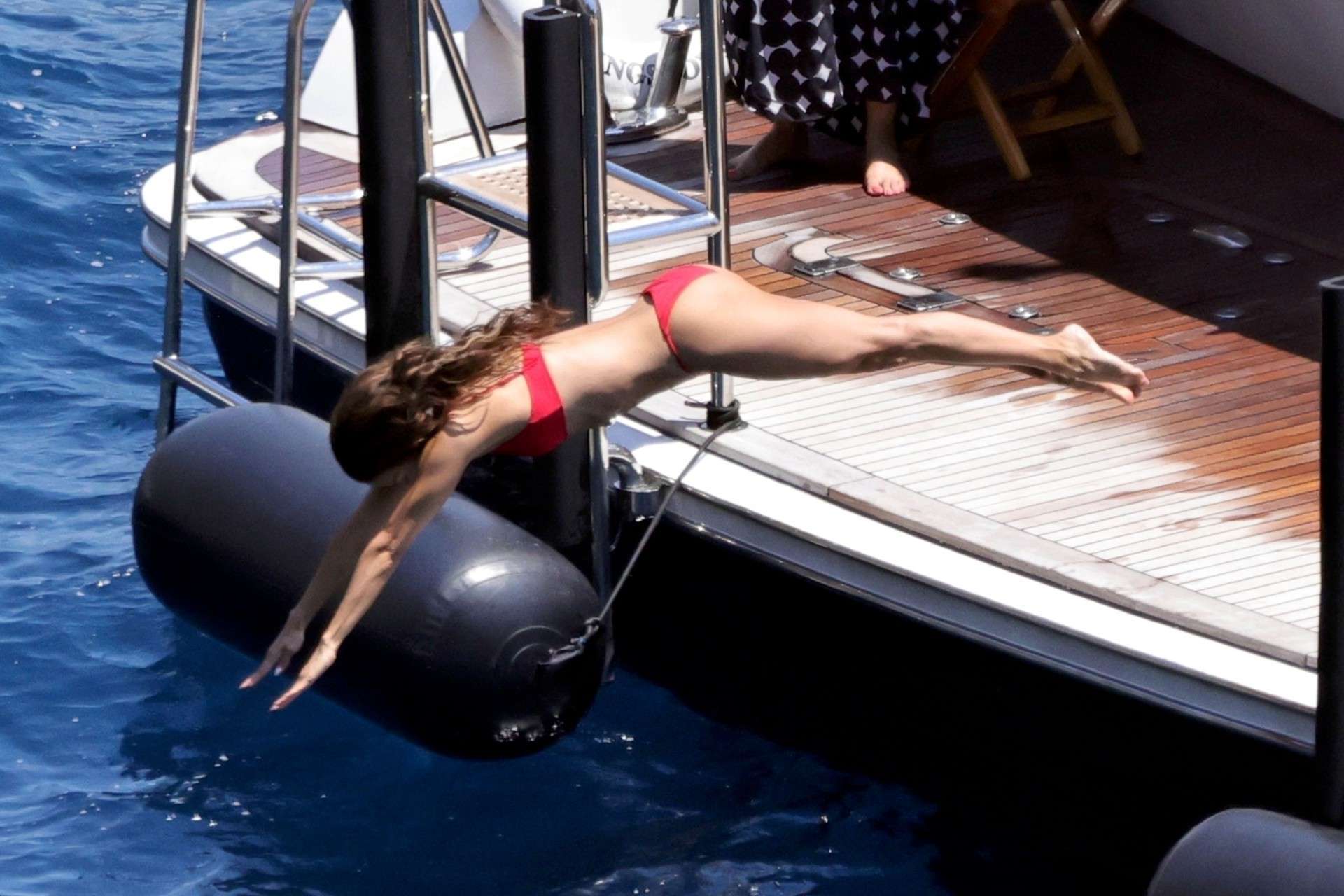 Eva Longoria Booty in Red Bikini in Capri