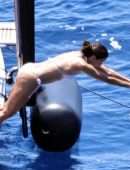 Eva Longoria Booty in Bikini at a Boat in Capri