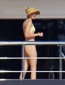 Gigi Hadid Booty in Thong Bikini on a Yacht in Saint-Tropez