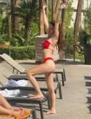 Iva Kovacevic Booty in a Red Bikini at her Luxury Pool in Las Vegas