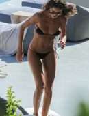 Izabel Goulart Booty in Black Thong Bikini in Mykonos