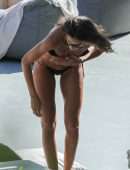 Izabel Goulart Booty in Black Thong Bikini in Mykonos