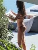 Izabel Goulart Booty in Black Thong Bikini in Mykonos