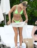 Jasmine Sanders in Fluorescent Bikini at Poolside in Miami