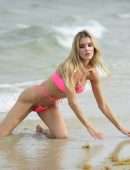 Joy Corrigan Booty at Beach in a Tiny Pink Bikini in Miami