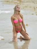 Joy Corrigan Booty at Beach in a Tiny Pink Bikini in Miami