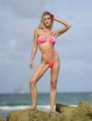 Joy Corrigan Booty at Beach in a Tiny Pink Bikini in Miami