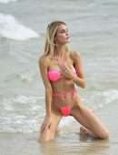 Joy Corrigan Booty at Beach in a Tiny Pink Bikini in Miami