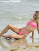 Joy Corrigan Booty at Beach in a Tiny Pink Bikini in Miami