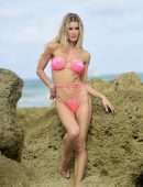 Joy Corrigan Booty at Beach in a Tiny Pink Bikini in Miami