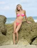 Joy Corrigan Booty at Beach in a Tiny Pink Bikini in Miami