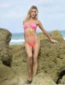 Joy Corrigan Booty at Beach in a Tiny Pink Bikini in Miami