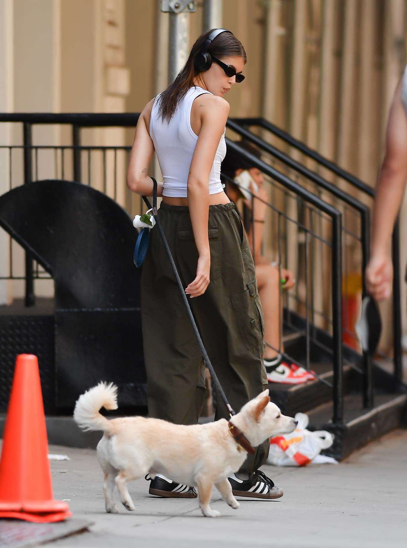 Kaia Gerber in White Tank Top, Steps Out in New York City