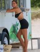 Kara del Toro Cleavage and Booty in Tiny Bikini on a Beach in Miami