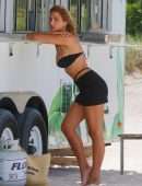 Kara del Toro Cleavage and Booty in Tiny Bikini on a Beach in Miami