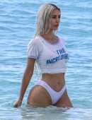 Kim Kardashian Booty in Transparent Wet Bikini on a Beach in Turks and Caicos
