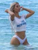 Kim Kardashian Booty in Transparent Wet Bikini on a Beach in Turks and Caicos
