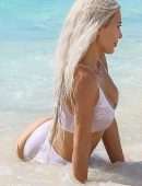 Kim Kardashian Booty in Transparent Wet Bikini on a Beach in Turks and Caicos