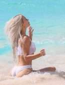 Kim Kardashian Booty in Transparent Wet Bikini on a Beach in Turks and Caicos