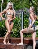 Kim Kardashian and Khloe Kardashian Booty in Bikini in Turks and Caicos