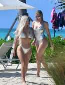 Kim Kardashian and Khloe Kardashian Booty in Bikini in Turks and Caicos
