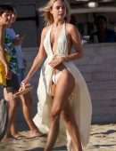 Kimberley Garner Booty at Club 55 Beach in Saint-Tropez