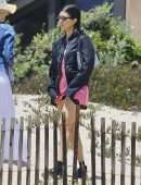 Kourtney Kardashian Upskirt Leggy, at a Birthday Party in Malibu