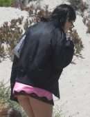 Kourtney Kardashian Upskirt Leggy, at a Birthday Party in Malibu