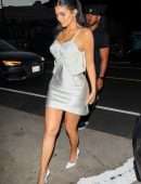 Kylie Jenner Leggy in a Shiny Dress at Giorgio Baldi in Santa Monica