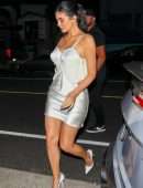 Kylie Jenner Leggy in a Shiny Dress at Giorgio Baldi in Santa Monica