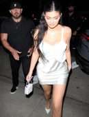 Kylie Jenner Leggy in a Shiny Dress at Giorgio Baldi in Santa Monica
