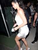 Kylie Jenner Leggy in a Shiny Dress at Giorgio Baldi in Santa Monica
