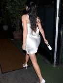 Kylie Jenner Leggy in a Shiny Dress at Giorgio Baldi in Santa Monica