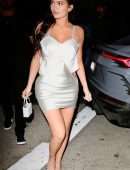 Kylie Jenner Leggy in a Shiny Dress at Giorgio Baldi in Santa Monica