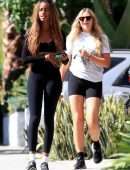 Malia Ann Obama in a Black Leggings with a Friend in Brentwood