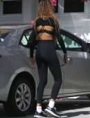 Malia Ann Obama in a Black Leggings with a Friend in Brentwood