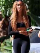 Malia Ann Obama in a Black Leggings with a Friend in Brentwood