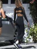 Malia Ann Obama in a Black Leggings with a Friend in Brentwood