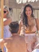 Nicole Scherzinger Upskirt Booty in Bikini in Mykonos