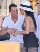 Nicole Scherzinger in a Bikini Top, Celebrating Her 44th Birthday in Mykonos