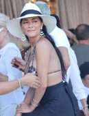 Nicole Scherzinger in a Bikini Top, Celebrating Her 44th Birthday in Mykonos