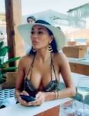 Nicole Scherzinger in a Bikini Top, Celebrating Her 44th Birthday in Mykonos