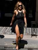 Rita Ora Leggy in Black Mini Dress Out in Paris