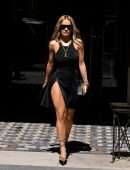 Rita Ora Leggy in Black Mini Dress Out in Paris