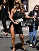 Rita Ora Leggy in Black Mini Dress Out in Paris