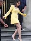 Selena Gomez Booty and Leggy in Yellow Dress, Out in London